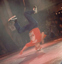 Tony doing a headspin at the UK B-Boy Championships 1996